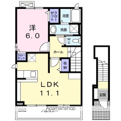 セレノ[1LDK/46.09m2]の間取図