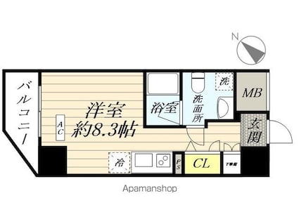 スパシエエール横浜[1R/21.61m2]の間取図