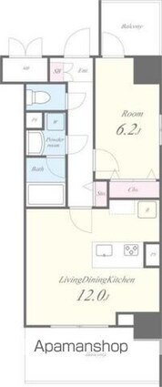 メアヌイ錦糸町[1LDK/43.69m2]の間取図