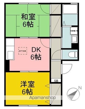 ヴィラフローラ[2DK/44.18m2]の間取図