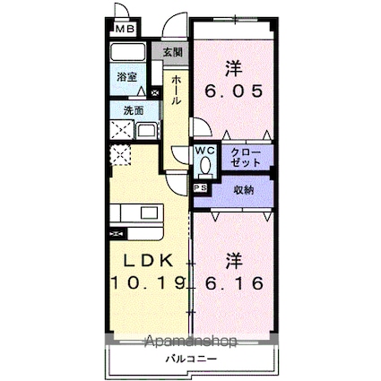 ディアコート[2LDK/52.49m2]の間取図