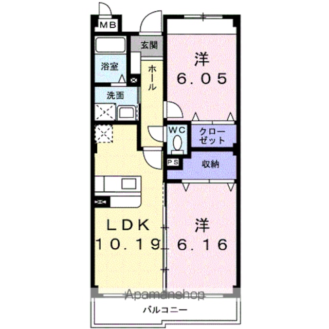 ディアコート[2LDK/52.49m2]の間取図