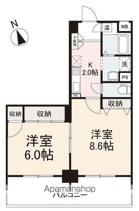 グラシエール木太町[2K/42.94m2]の間取図