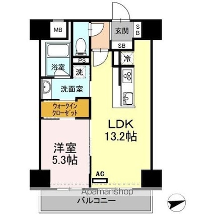 サンテドール[1LDK/45.03m2]の間取図