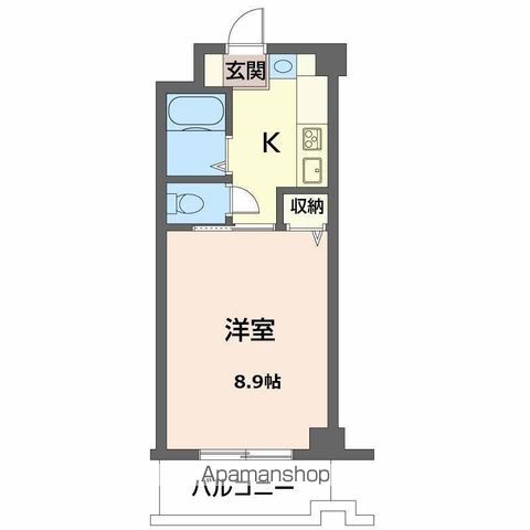 泉川マンション[1K/25.6m2]の間取図