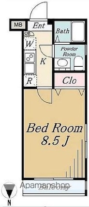 ピアコートＴＭ新宿西落合[1K/25.05m2]の間取図