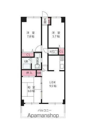 スカール道後[3LDK/70.15m2]の間取図