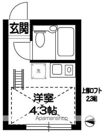ＢｅｌｌＢｅｅ祖師谷[1R/6.96m2]の間取図