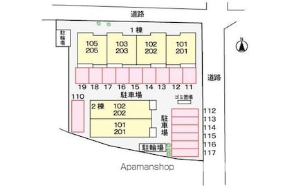 ゼファーＴ１[2DK/45.65m2]の配置図