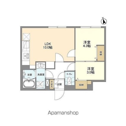 ウェルスクエア新宿戸山[2LDK/41.38m2]の間取図