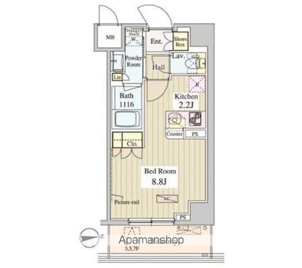ＷＡＳＥＤＡ　ＡＰＡＲＴＭＥＮＴ[1K/28.82m2]の間取図