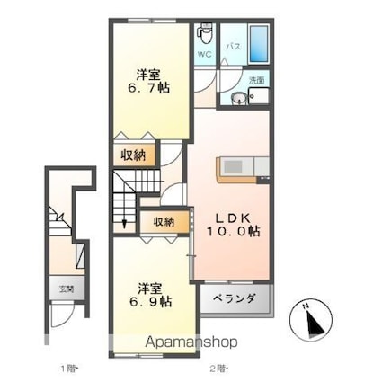 カーサ・アバンティー[2LDK/56.71m2]の間取図