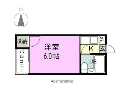 ミワハイツ[1K/15.4m2]の間取図