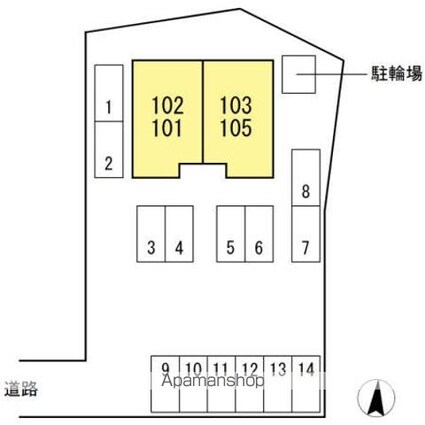 ユーハイツ鷹子[2LDK/63.63m2]の配置図