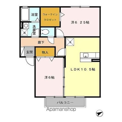 クレールふみ[2LDK/55.2m2]の間取図