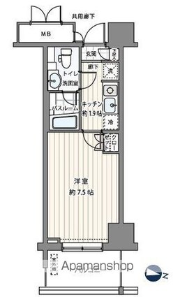 ＭＦＰＲコート木場公園[1K/23.41m2]の間取図