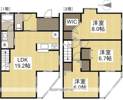 エスポワール北棟[3LDK/87.22m2]の間取図