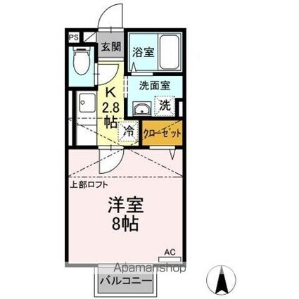 パセオプラシード上杉[1K/26.49m2]の間取図