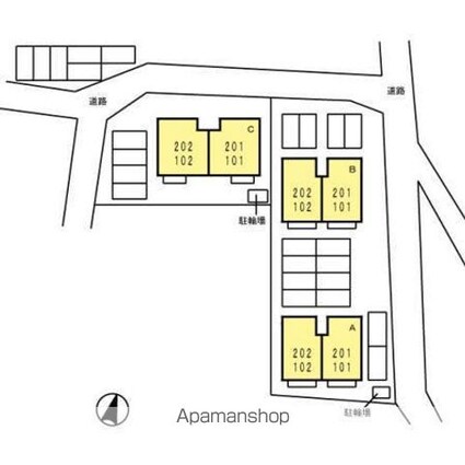 セレーノ・今保　Ａ棟[2LDK/53.72m2]の配置図