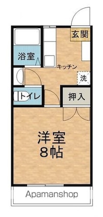 郵ハイツ平田[1K/26.4m2]の間取図