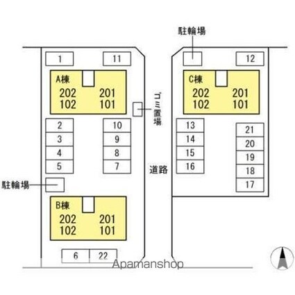 シャンブル[2LDK/53.76m2]の配置図