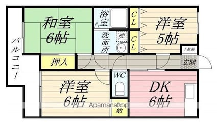 銀杏台マンション[3DK/52.29m2]の間取図