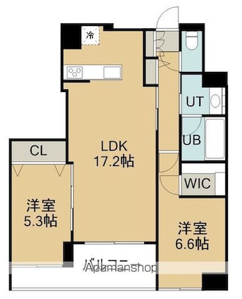ワザック函館・五稜郭行啓通り（ワザックハコダテ）[2LDK/65.35m2]の間取図