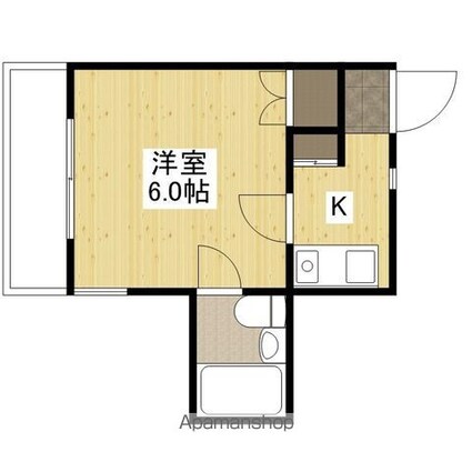 エステート中広[1K/16.07m2]の間取図