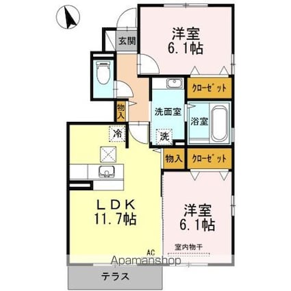カトレア　Ｃ棟[2LDK/57.38m2]の間取図