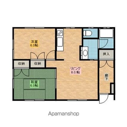 茨城県神栖市知手中央９丁目[2DK/55.07m2]の間取図