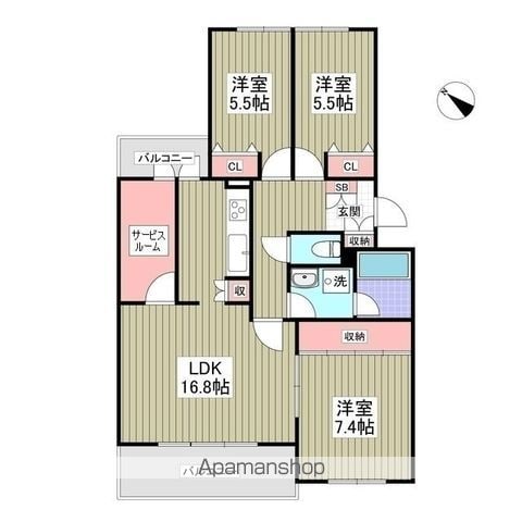 リブレス成田Ａ 201 ｜ 千葉県成田市本三里塚189-3（賃貸マンション3SLDK・2階・88.20㎡） その2