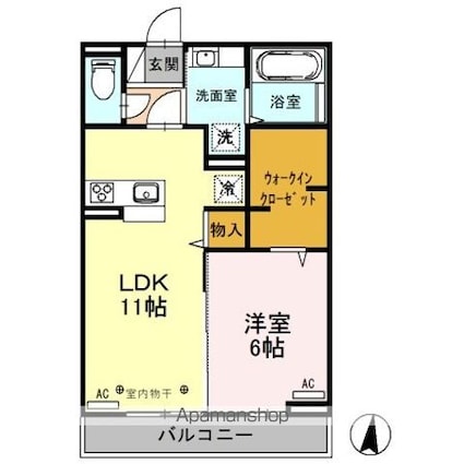 Ｂｅｌｌ　１８[1LDK/45.16m2]の間取図