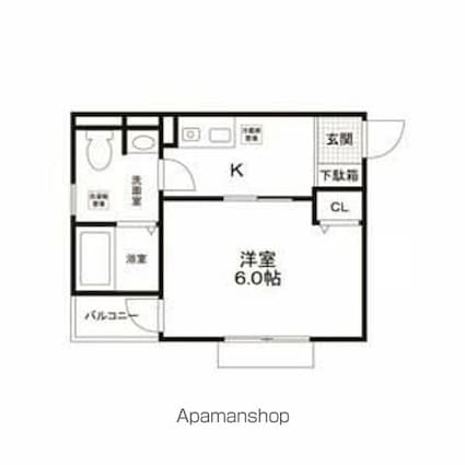 パルトネール豪徳寺Ａ棟[1K/22.09m2]の間取図