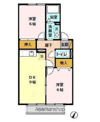 グランメールハイム　壱番館[2DK/50.12m2]の間取図