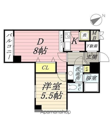ルーブル学芸大学参番館[1DK/37.5m2]の間取図