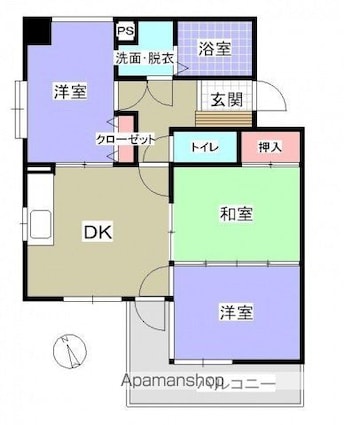 広島県広島市西区南観音８丁目[3DK/51.79m2]の間取図