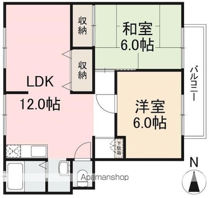 サンライフ川西[2LDK/52.66m2]の間取図