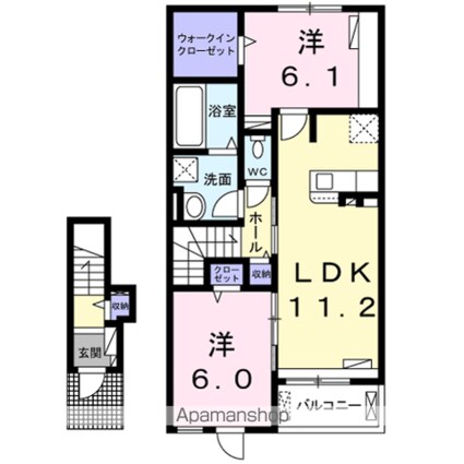 アンベリールＣ[2LDK/59.09m2]の間取図