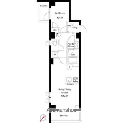ラ・ミアカーサ中目黒[1LDK/41.76m2]の間取図