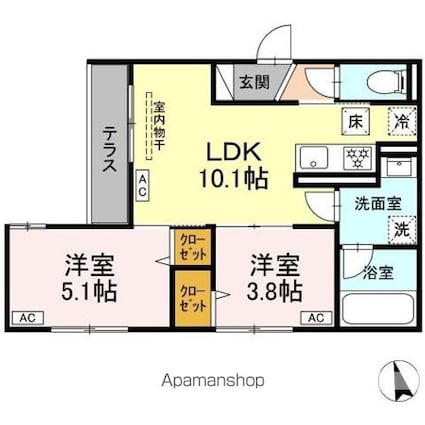 （仮称）板橋区高島平２丁目ＰＪ[2LDK/44.79m2]の間取図