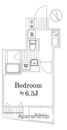 ラフィスタ横浜黄金町[1K/23.41m2]の間取図