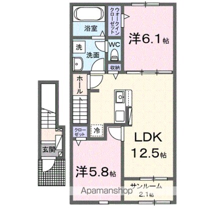 ハピネス落合Ｂ[2LDK/59.93m2]の間取図