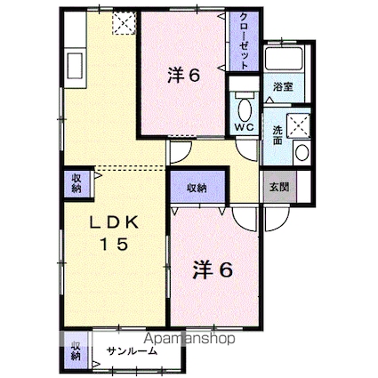 サン・ドミールＡ[2LDK/66.6m2]の間取図