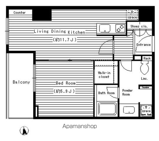 【新宿区西早稲田のマンションの間取り】