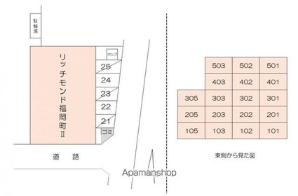 リッチモンド福岡町Ⅱ[1DK/29.65m2]の配置図