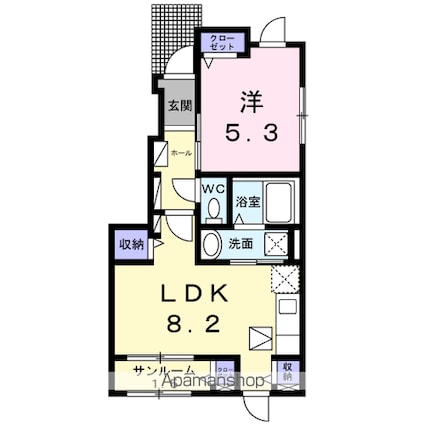 ソフィアガーデン[1LDK/40.01m2]の間取図
