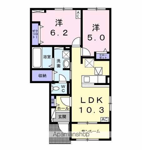 【羽島郡岐南町徳田のアパートの間取り】