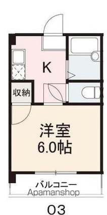 コート西ハゼⅠ[1K/19.44m2]の間取図