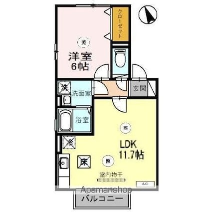 リバーサイドハイツ[1LDK/41.26m2]の間取図