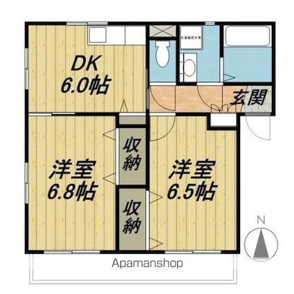 チェリーレイク[2DK/46.66m2]の間取図